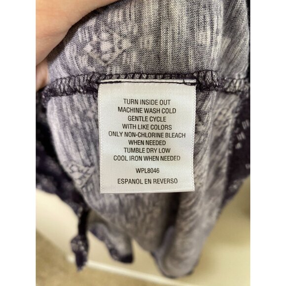 Style & Co Womens Floral Button-Front Blouse XL Purple White 3/4 Sleeve Cotton - Picture 4 of 6